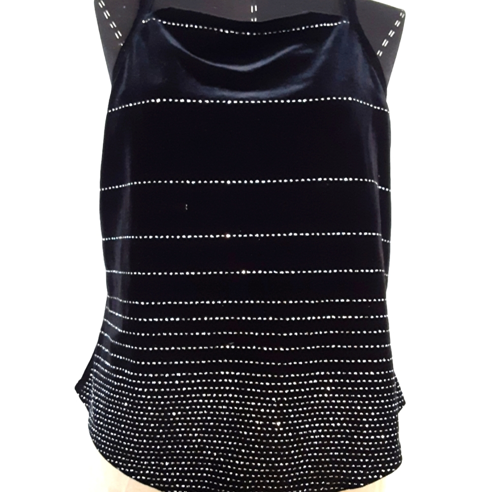 Black Velvety Tank with sparkly Appliques